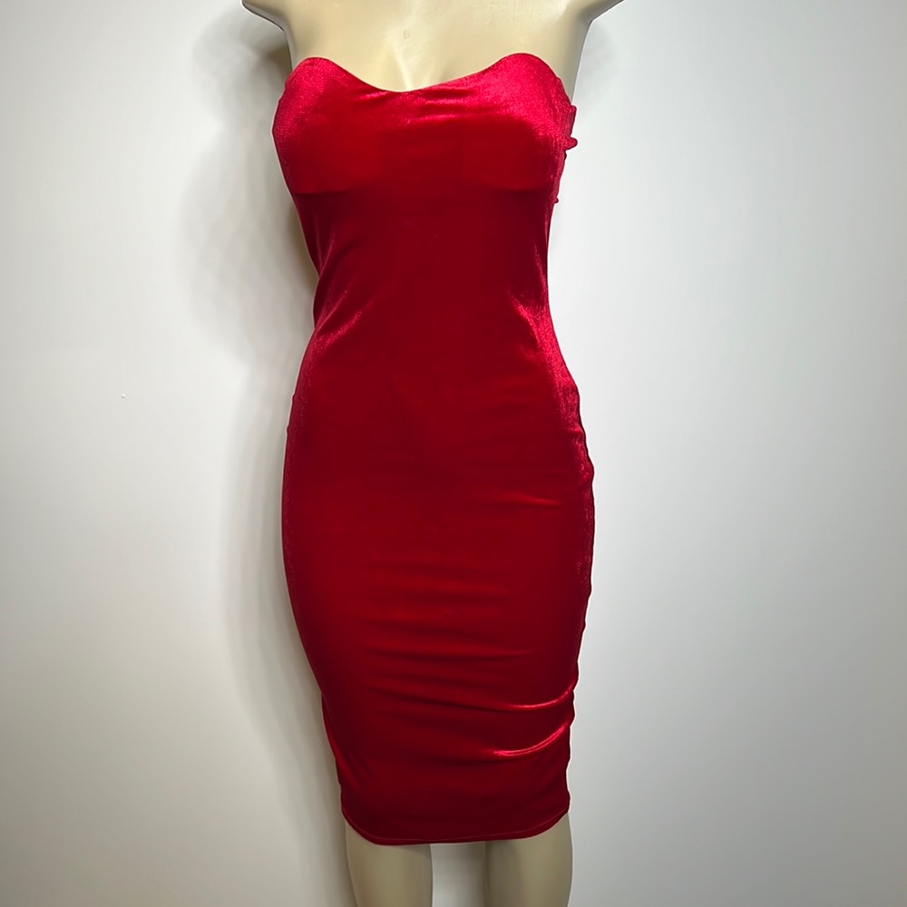 D.N.A couture red velour dress size medium